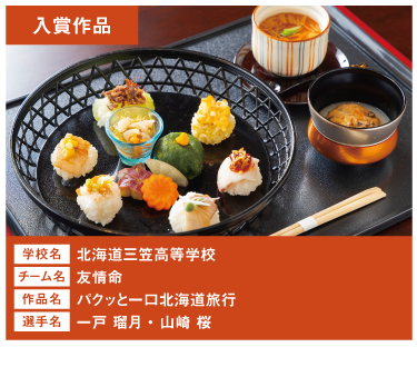 北海道三笠⾼等学校　チーム名：友情命　作品名：パクッと⼀⼝北海道旅⾏