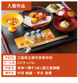 三重県立相可高等学校　チーム名：ミエケッパレ　作品名：未来へ残すうまし国三重御膳